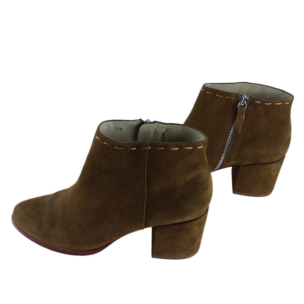 Block Heel Ankle Booties Brwn Mustard 10 M‎